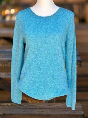 Tahari Pure Luxe 100% Cashmere Sweater Crew Neck Long Sleeve Knit Old Money Med